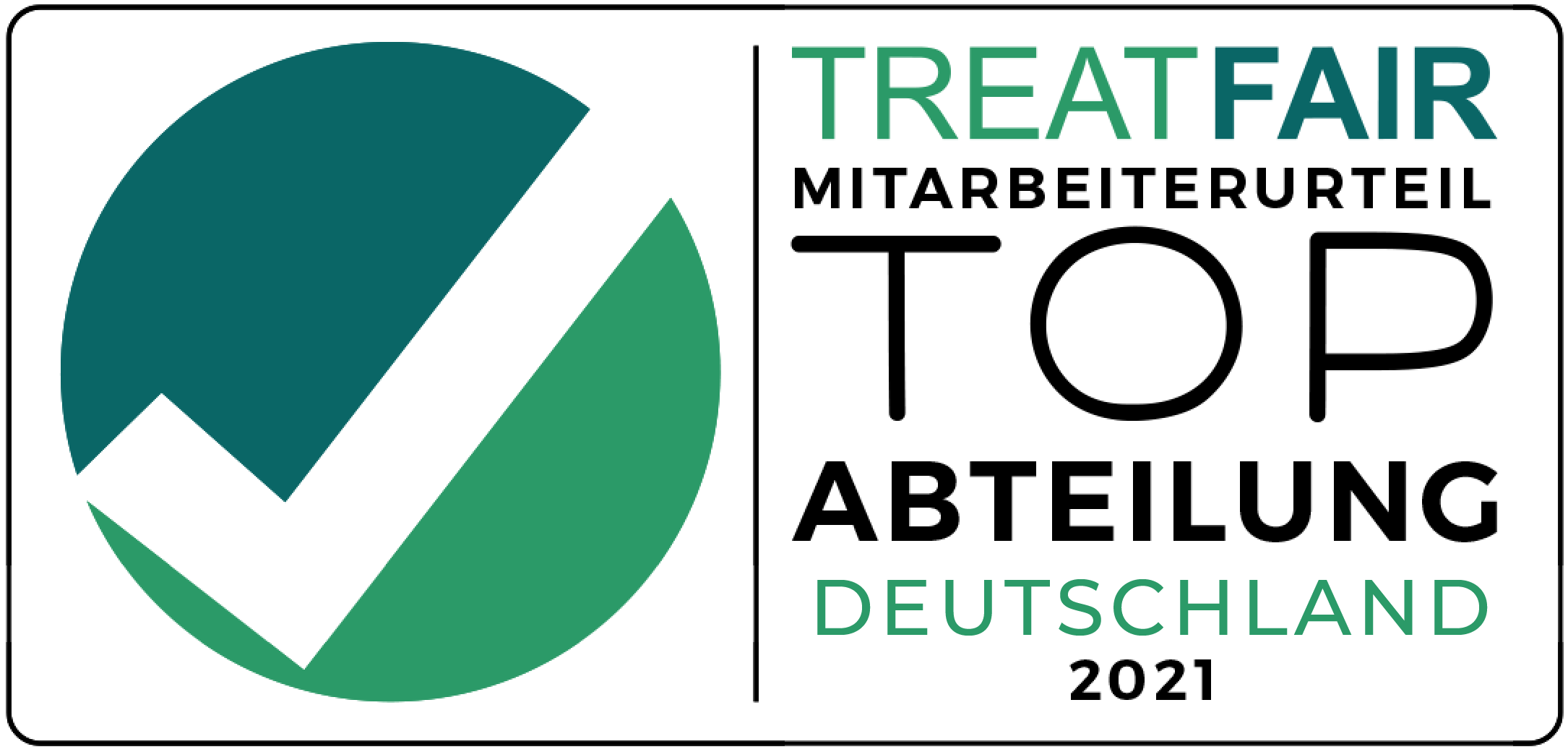 TREATFAIR Mitarbeiterurteil TOP Abteilung Deutschland 2021